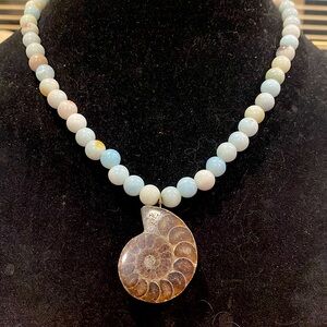 Ammonite and Amazonite Necklace. No Clasp. .